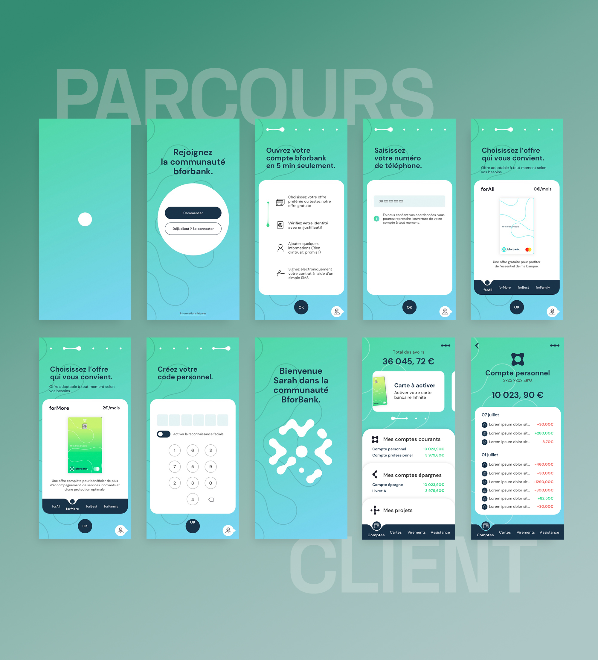 planche de l'identité visuelle de BforBank