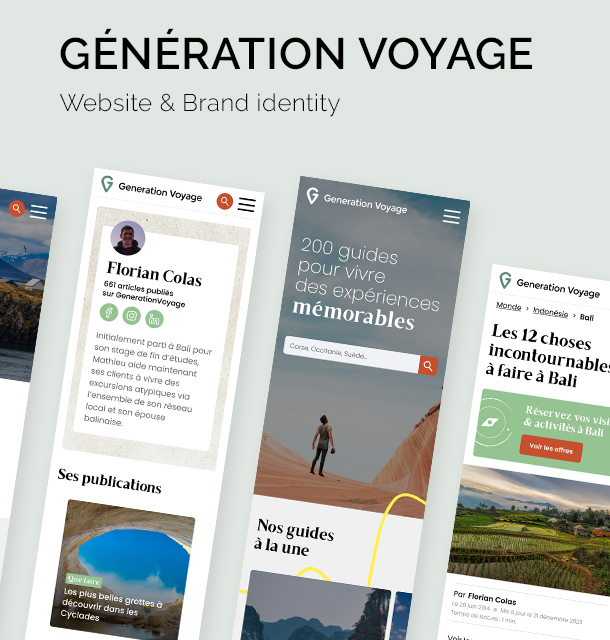 identité visuelle et site web pour Génération Voyage - direction artistique ux/ui webdesign