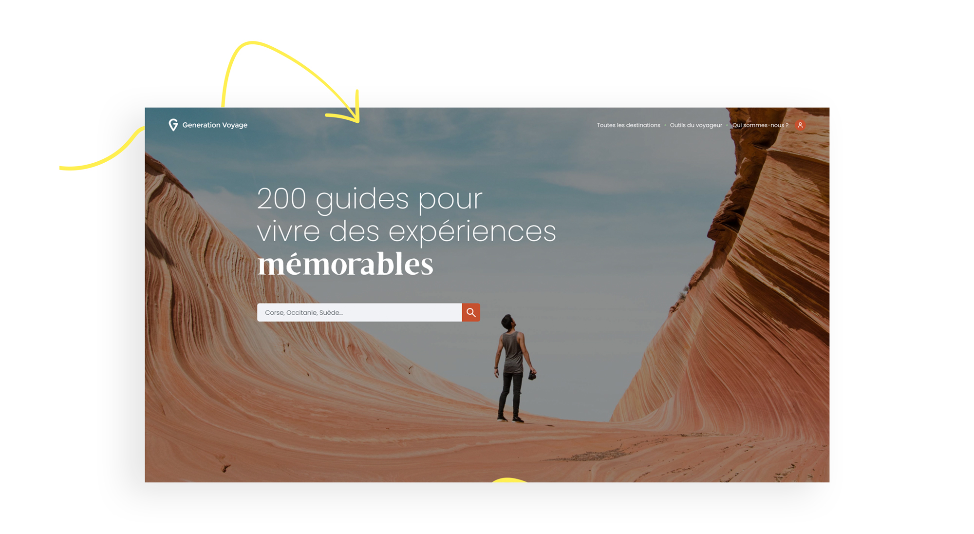 homepage du site Génération Voyage