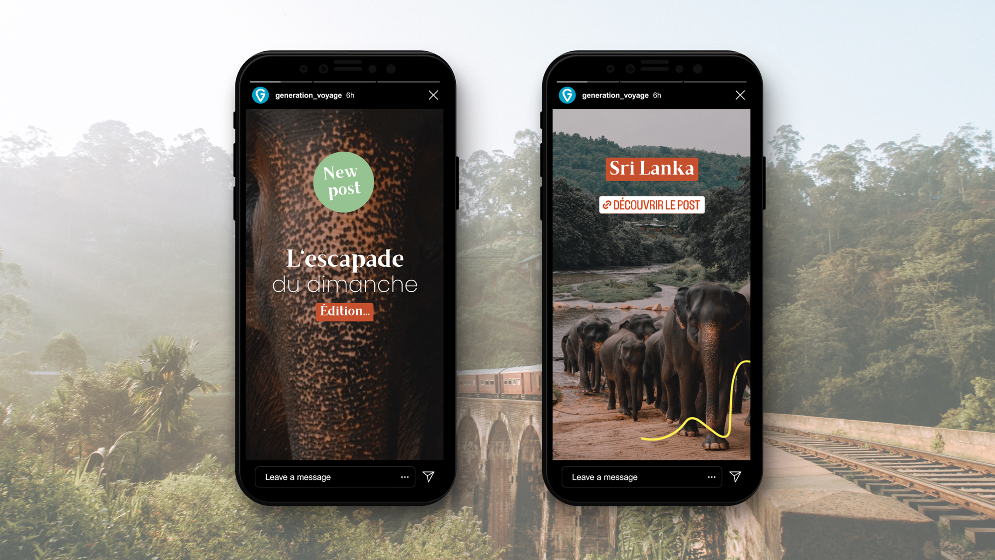 template de story Instagram de Génération Voyage