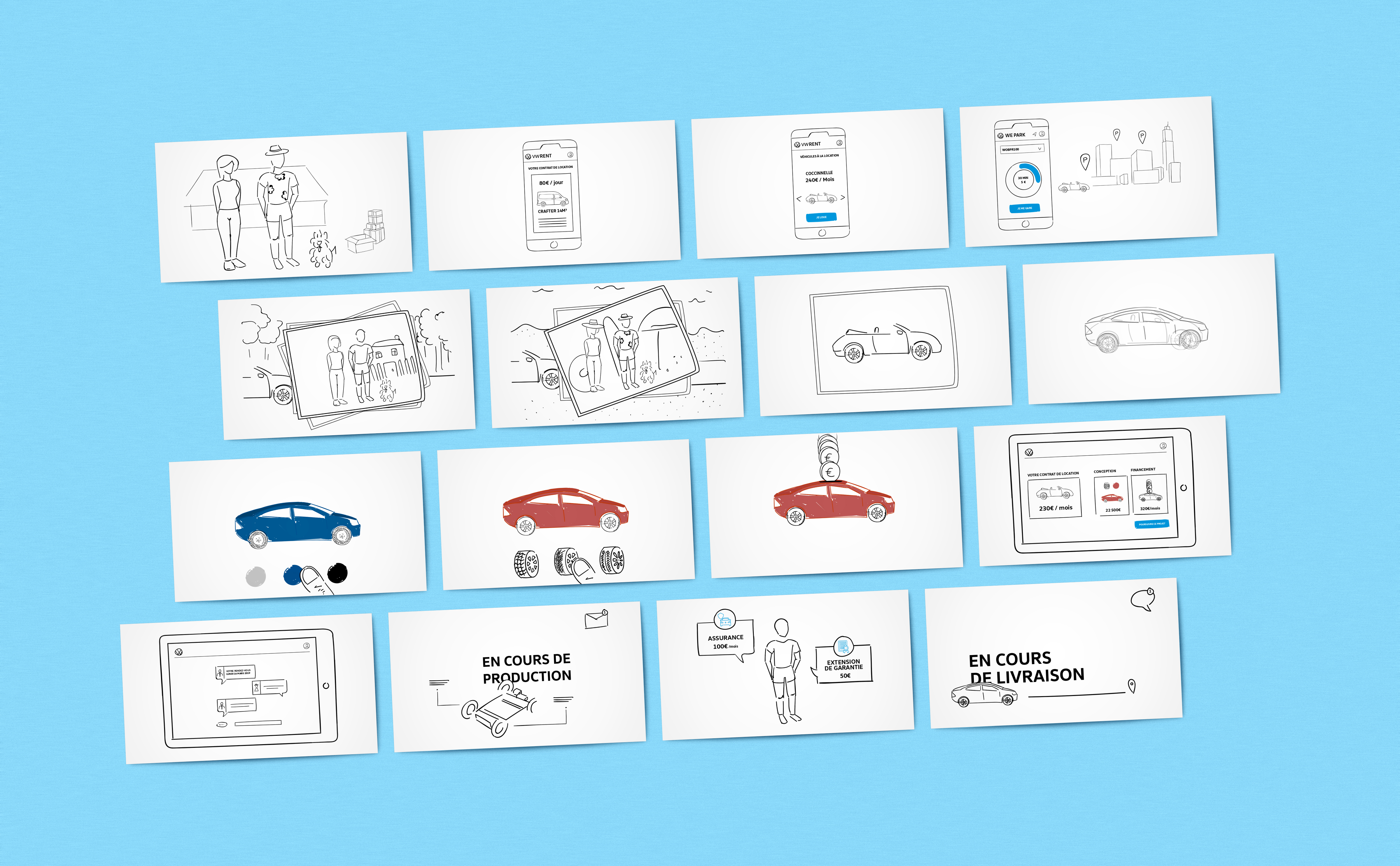 storyboard du motion design Volkswagen