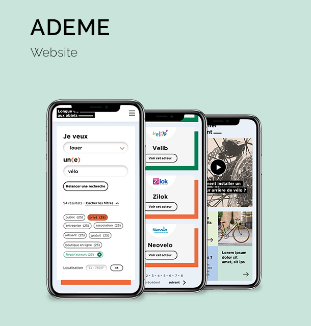 site web pour l'Ademe - direction artistique webdesign