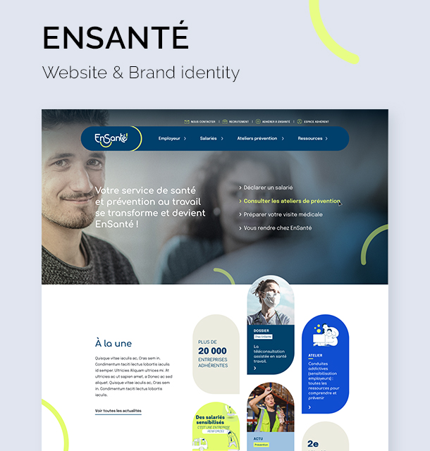 identité visuelle et site web pour EnSanté - direction artistique ux/ui webdesign