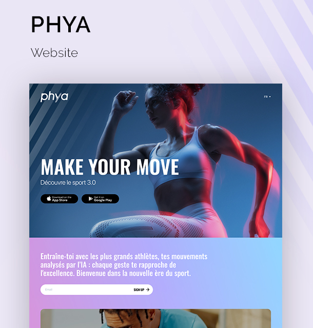 identité visuelle et landing page pour Phya - direction artistique webdesign