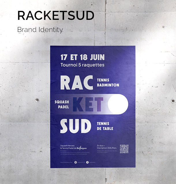 identité visuelle pour l'asso de sport Racketsud - brand identity